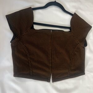 Brown Checkered Women's Top